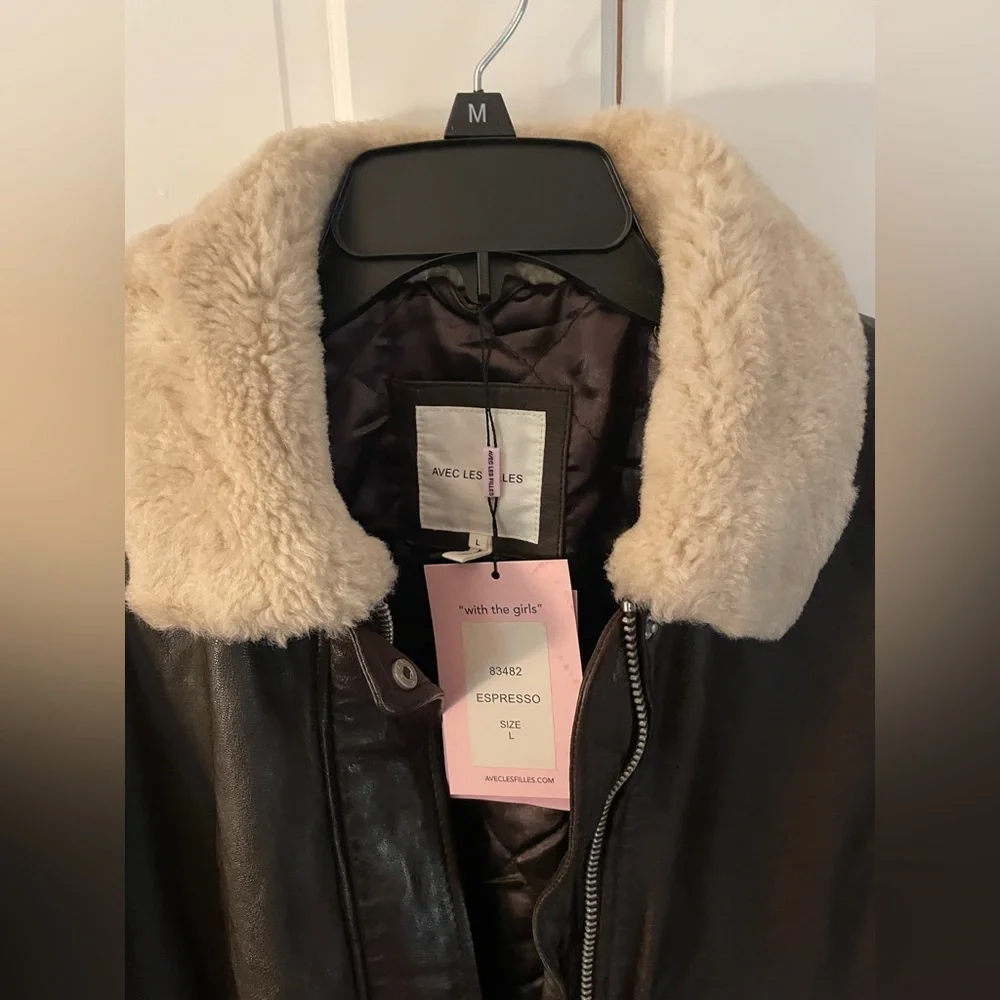 NWT Avec Les Filles Shearling Bomber Jacket